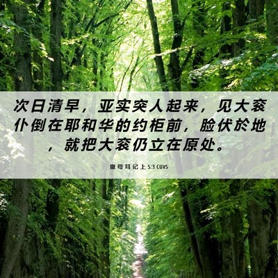 Picture 06 - 撒 母 耳 记 上 5:3 CUVS - 次 日 清 早 ， 亚 实 突 人 起 来 ， - Bible Verse Picture