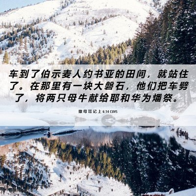 Picture 06 - 撒 母 耳 记 上 6:14 CUVS - 车 到 了 伯 示 麦 人 约 书 亚 的 田 - Bible Verse Picture