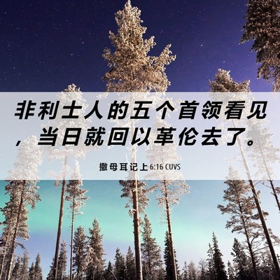 Picture 06 - 撒 母 耳 记 上 6:16 CUVS - 非 利 士 人 的 五 个 首 领 看 见 ， - Bible Verse Picture