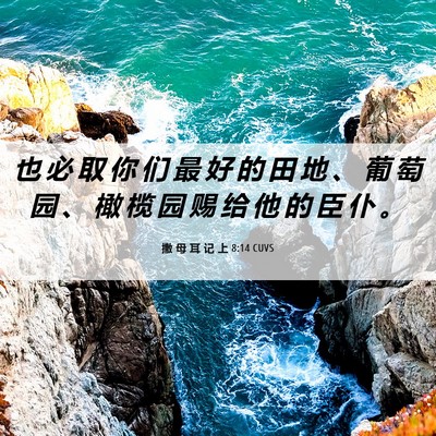 Picture 06 - 撒 母 耳 记 上 8:14 CUVS - 也 必 取 你 们 最 好 的 田 地 、 葡 - Bible Verse Picture