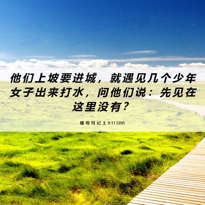 Picture 06 - 撒 母 耳 记 上 9:11 CUVS - 他 们 上 坡 要 进 城 ， 就 遇 见 几 - Bible Verse Picture