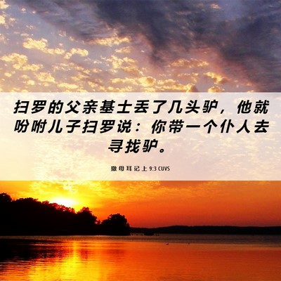 Picture 06 - 撒 母 耳 记 上 9:3 CUVS - 扫 罗 的 父 亲 基 士 丢 了 几 头 驴 - Bible Verse Picture