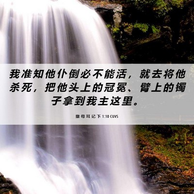 Picture 06 - 撒 母 耳 记 下 1:10 CUVS - 我 准 知 他 仆 倒 必 不 能 活 ， 就 - Bible Verse Picture