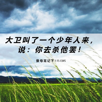 Picture 06 - 撒 母 耳 记 下 1:15 CUVS - 大 卫 叫 了 一 个 少 年 人 来 ， 说 - Bible Verse Picture