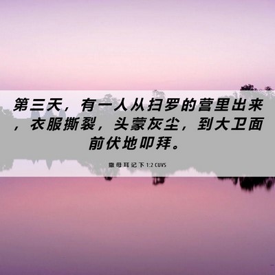Picture 06 - 撒 母 耳 记 下 1:2 CUVS - 第 三 天 ， 有 一 人 从 扫 罗 的 营 - Bible Verse Picture