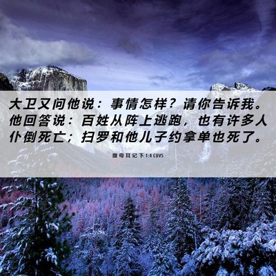 Picture 06 - 撒 母 耳 记 下 1:4 CUVS - 大 卫 又 问 他 说 ： 事 情 怎 样 ？ - Bible Verse Picture