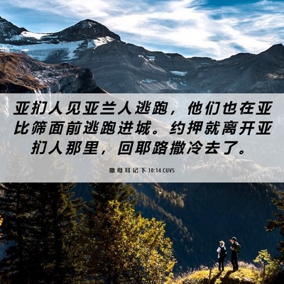 Picture 06 - 撒 母 耳 记 下 10:14 CUVS - 亚 扪 人 见 亚 兰 人 逃 跑 ， 他 们 - Bible Verse Picture