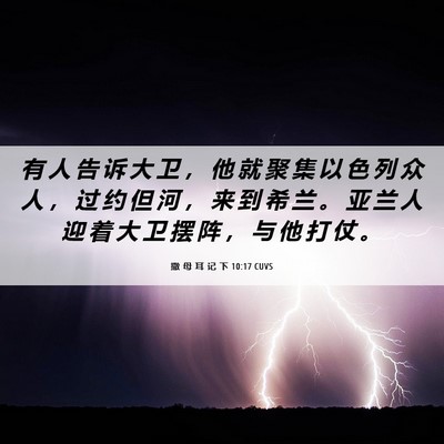 Picture 06 - 撒 母 耳 记 下 10:17 CUVS - 有 人 告 诉 大 卫 ， 他 就 聚 集 以 - Bible Verse Picture