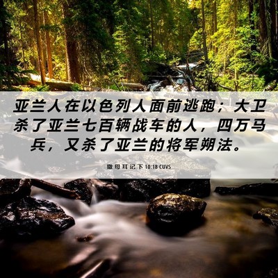 Picture 06 - 撒 母 耳 记 下 10:18 CUVS - 亚 兰 人 在 以 色 列 人 面 前 逃 跑 - Bible Verse Picture
