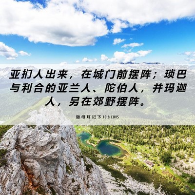 Picture 06 - 撒 母 耳 记 下 10:8 CUVS - 亚 扪 人 出 来 ， 在 城 门 前 摆 阵 - Bible Verse Picture