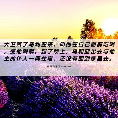 Picture 06 - 撒 母 耳 记 下 11:13 CUVS - 大 卫 召 了 乌 利 亚 来 ， 叫 他 在 - Bible Verse Picture