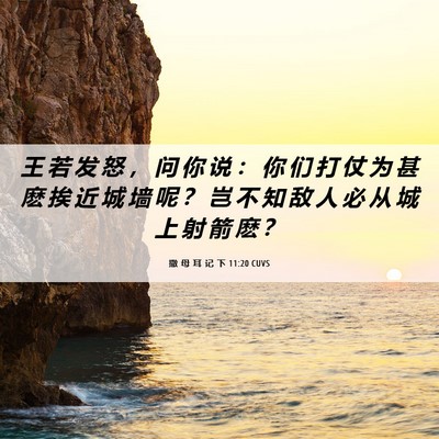Picture 06 - 撒 母 耳 记 下 11:20 CUVS - 王 若 发 怒 ， 问 你 说 ： 你 们 打 - Bible Verse Picture