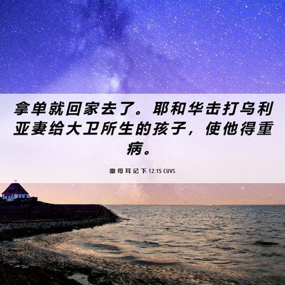 Picture 06 - 撒 母 耳 记 下 12:15 CUVS - 拿 单 就 回 家 去 了 。 耶 和 华 击 - Bible Verse Picture