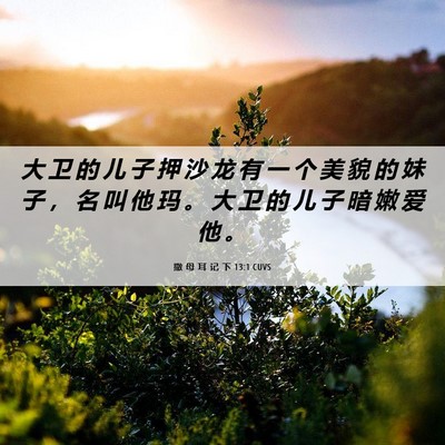Picture 06 - 撒 母 耳 记 下 13:1 CUVS - 大 卫 的 儿 子 押 沙 龙 有 一 个 美 - Bible Verse Picture