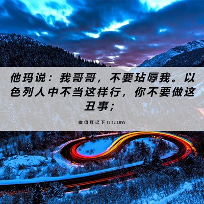 Picture 06 - 撒 母 耳 记 下 13:12 CUVS - 他 玛 说 ： 我 哥 哥 ， 不 要 玷 辱 - Bible Verse Picture