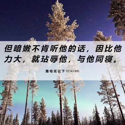 Picture 06 - 撒 母 耳 记 下 13:14 CUVS - 但 暗 嫩 不 肯 听 他 的 话 ， 因 比 - Bible Verse Picture