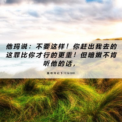 Picture 06 - 撒 母 耳 记 下 13:16 CUVS - 他 玛 说 ： 不 要 这 样 ！ 你 赶 出 - Bible Verse Picture