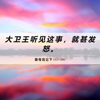 Picture 06 - 撒 母 耳 记 下 13:21 CUVS - 大 卫 王 听 见 这 事 ， 就 甚 发 怒 - Bible Verse Picture