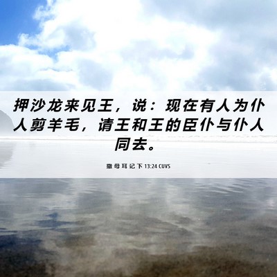 Picture 06 - 撒 母 耳 记 下 13:24 CUVS - 押 沙 龙 来 见 王 ， 说 ： 现 在 有 - Bible Verse Picture