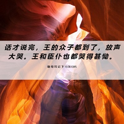 Picture 06 - 撒 母 耳 记 下 13:36 CUVS - 话 才 说 完 ， 王 的 众 子 都 到 了 - Bible Verse Picture