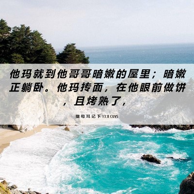 Picture 06 - 撒 母 耳 记 下 13:8 CUVS - 他 玛 就 到 他 哥 哥 暗 嫩 的 屋 里 - Bible Verse Picture