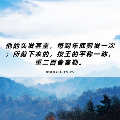 Picture 06 - 撒 母 耳 记 下 14:26 CUVS - 他 的 头 发 甚 重 ， 每 到 年 底 剪 - Bible Verse Picture