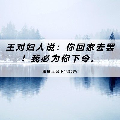 Picture 06 - 撒 母 耳 记 下 14:8 CUVS - 王 对 妇 人 说 ： 你 回 家 去 罢 ！ - Bible Verse Picture