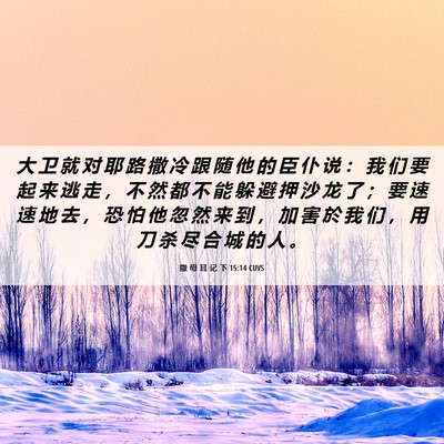 Picture 06 - 撒 母 耳 记 下 15:14 CUVS - 大 卫 就 对 耶 路 撒 冷 跟 随 他 的 - Bible Verse Picture