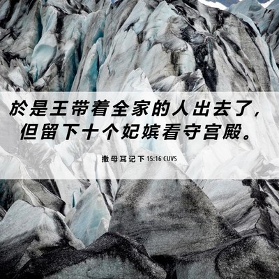 Picture 06 - 撒 母 耳 记 下 15:16 CUVS - 於 是 王 带 着 全 家 的 人 出 去 了 - Bible Verse Picture