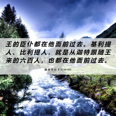 Picture 06 - 撒 母 耳 记 下 15:18 CUVS - 王 的 臣 仆 都 在 他 面 前 过 去 。 - Bible Verse Picture
