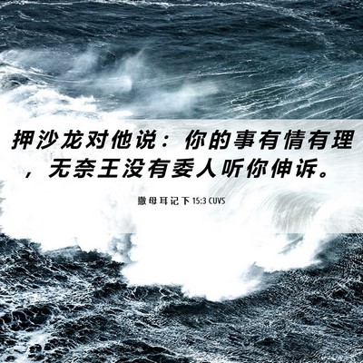 Picture 06 - 撒 母 耳 记 下 15:3 CUVS - 押 沙 龙 对 他 说 ： 你 的 事 有 情 - Bible Verse Picture