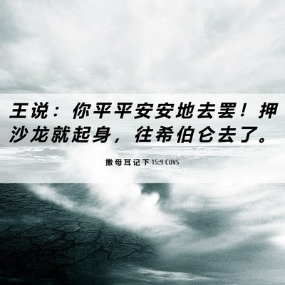 Picture 06 - 撒 母 耳 记 下 15:9 CUVS - 王 说 ： 你 平 平 安 安 地 去 罢 ！ - Bible Verse Picture