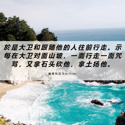 Picture 06 - 撒 母 耳 记 下 16:13 CUVS - 於 是 大 卫 和 跟 随 他 的 人 往 前 - Bible Verse Picture