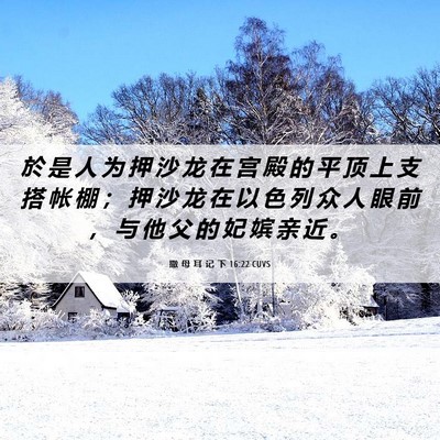 Picture 06 - 撒 母 耳 记 下 16:22 CUVS - 於 是 人 为 押 沙 龙 在 宫 殿 的 平 - Bible Verse Picture