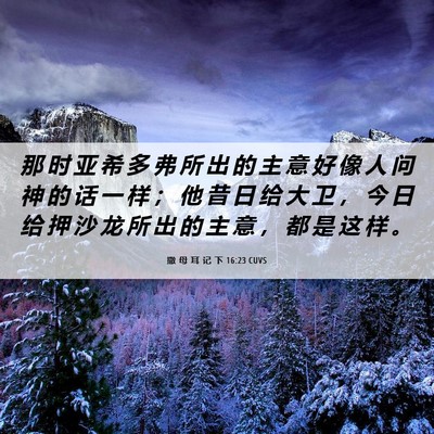 Picture 06 - 撒 母 耳 记 下 16:23 CUVS - 那 时 亚 希 多 弗 所 出 的 主 意 好 - Bible Verse Picture