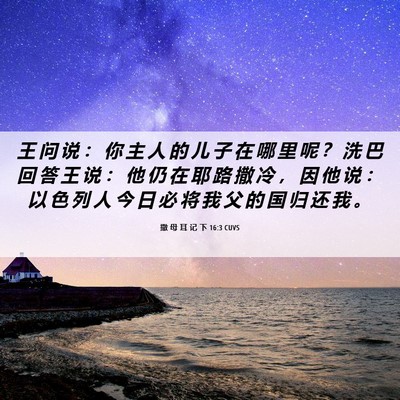 Picture 06 - 撒 母 耳 记 下 16:3 CUVS - 王 问 说 ： 你 主 人 的 儿 子 在 哪 - Bible Verse Picture