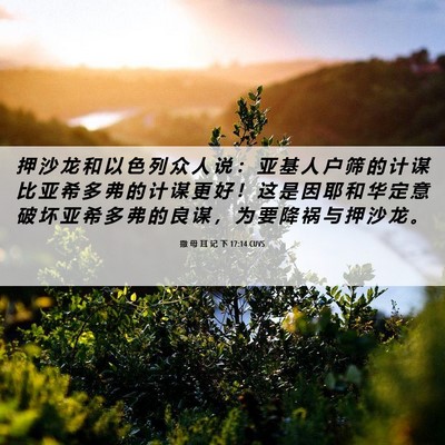 Picture 06 - 撒 母 耳 记 下 17:14 CUVS - 押 沙 龙 和 以 色 列 众 人 说 ： 亚 - Bible Verse Picture