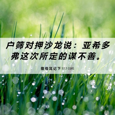 Picture 06 - 撒 母 耳 记 下 17:7 CUVS - 户 筛 对 押 沙 龙 说 ： 亚 希 多 弗 - Bible Verse Picture