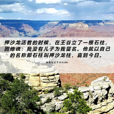 Picture 06 - 撒 母 耳 记 下 18:18 CUVS - 押 沙 龙 活 着 的 时 候 ， 在 王 谷 - Bible Verse Picture