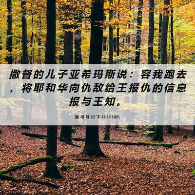 Picture 06 - 撒 母 耳 记 下 18:19 CUVS - 撒 督 的 儿 子 亚 希 玛 斯 说 ： 容 - Bible Verse Picture
