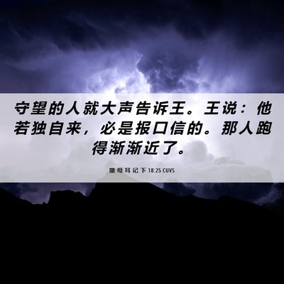 Picture 06 - 撒 母 耳 记 下 18:25 CUVS - 守 望 的 人 就 大 声 告 诉 王 。 王 - Bible Verse Picture