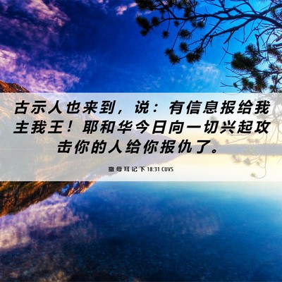 Picture 06 - 撒 母 耳 记 下 18:31 CUVS - 古 示 人 也 来 到 ， 说 ： 有 信 息 - Bible Verse Picture