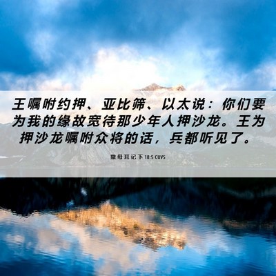 Picture 06 - 撒 母 耳 记 下 18:5 CUVS - 王 嘱 咐 约 押 、 亚 比 筛 、 以 太 - Bible Verse Picture