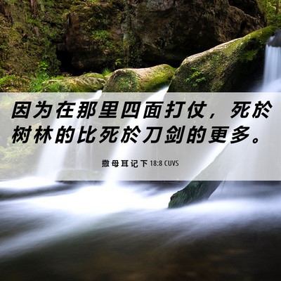 Picture 06 - 撒 母 耳 记 下 18:8 CUVS - 因 为 在 那 里 四 面 打 仗 ， 死 於 - Bible Verse Picture