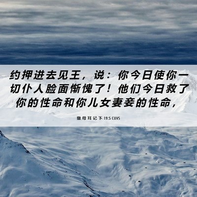 Picture 06 - 撒 母 耳 记 下 19:5 CUVS - 约 押 进 去 见 王 ， 说 ： 你 今 日 - Bible Verse Picture