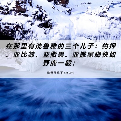Picture 06 - 撒 母 耳 记 下 2:18 CUVS - 在 那 里 有 洗 鲁 雅 的 三 个 儿 子 - Bible Verse Picture