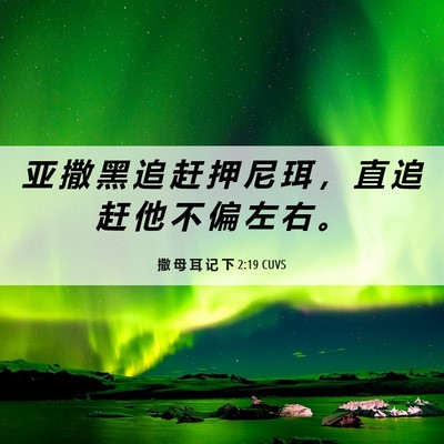 Picture 06 - 撒 母 耳 记 下 2:19 CUVS - 亚 撒 黑 追 赶 押 尼 珥 ， 直 追 赶 - Bible Verse Picture