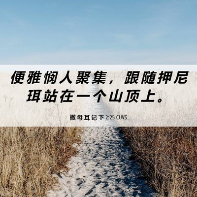 Picture 06 - 撒 母 耳 记 下 2:25 CUVS - 便 雅 悯 人 聚 集 ， 跟 随 押 尼 珥 - Bible Verse Picture
