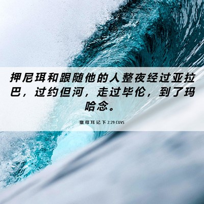 Picture 06 - 撒 母 耳 记 下 2:29 CUVS - 押 尼 珥 和 跟 随 他 的 人 整 夜 经 - Bible Verse Picture