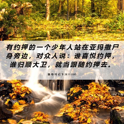 Picture 06 - 撒 母 耳 记 下 20:11 CUVS - 有 约 押 的 一 个 少 年 人 站 在 亚 - Bible Verse Picture